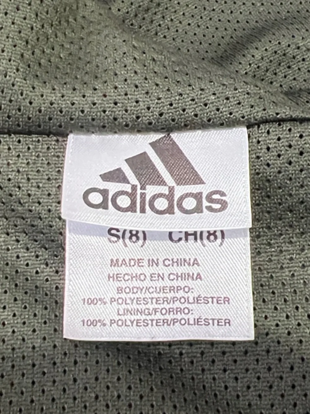 adidas Kids Army green Hooded Windbreaker with Gray Iridescent Stripe Accents